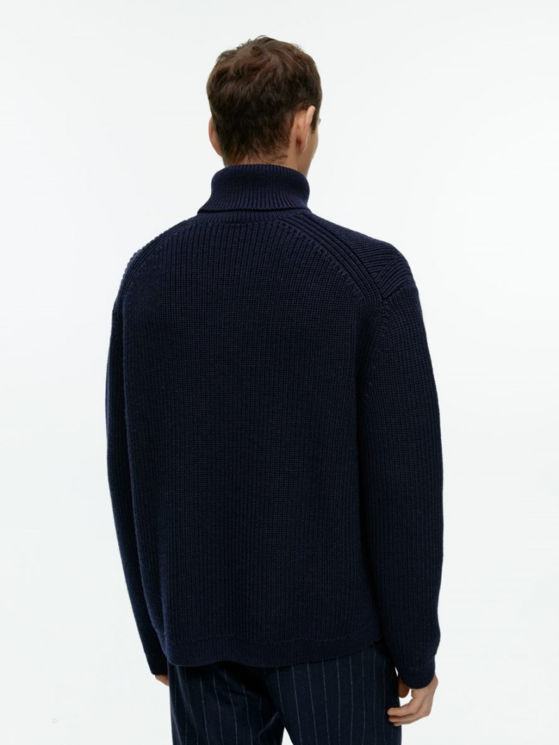 Pulover Arket Relaxed Roll-Neck Barbati Albastri Inchis | Romania-KUPF04526
