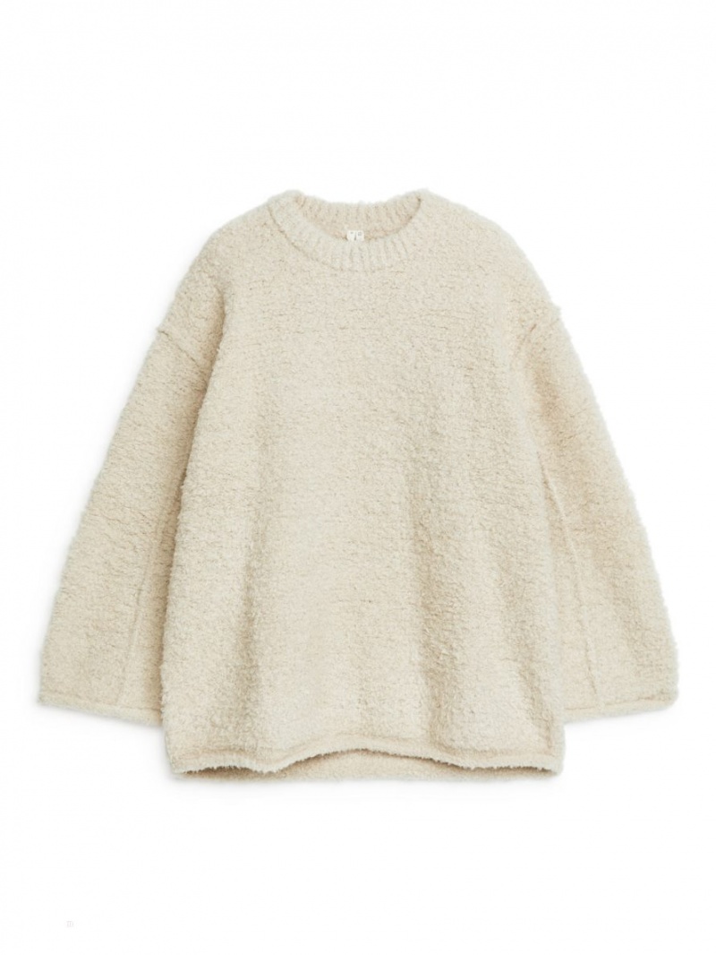 Pulover Arket Reverse-Knit Lână Dama Bej Deschis | Romania-MJAP13680