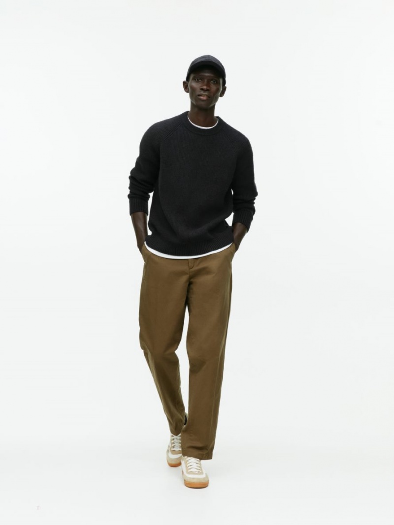 Pulover Arket Rib-Knit Crewneck Barbati Negrii | Romania-YQBL37265