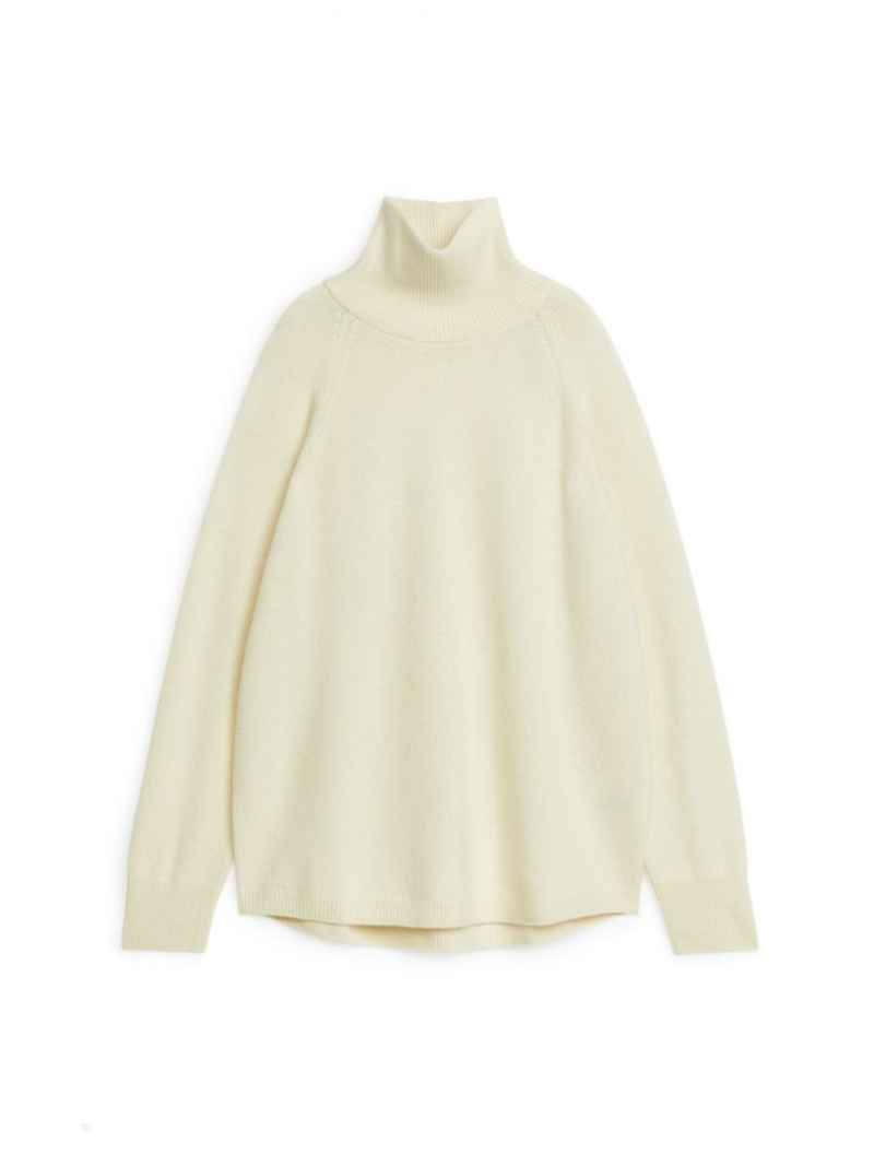 Pulover Arket Roll-Neck Cashmere Dama Albi | Romania-HMSB19248