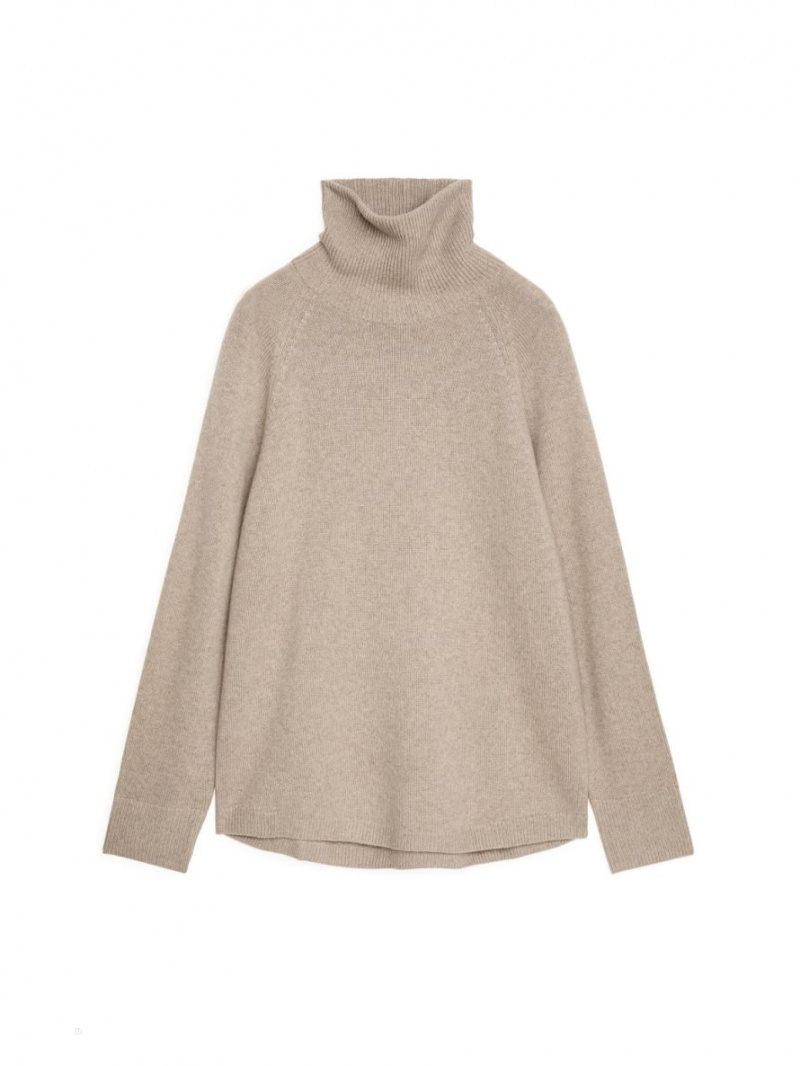 Pulover Arket Roll-Neck Cashmere Dama Bej | Romania-WAYH23816