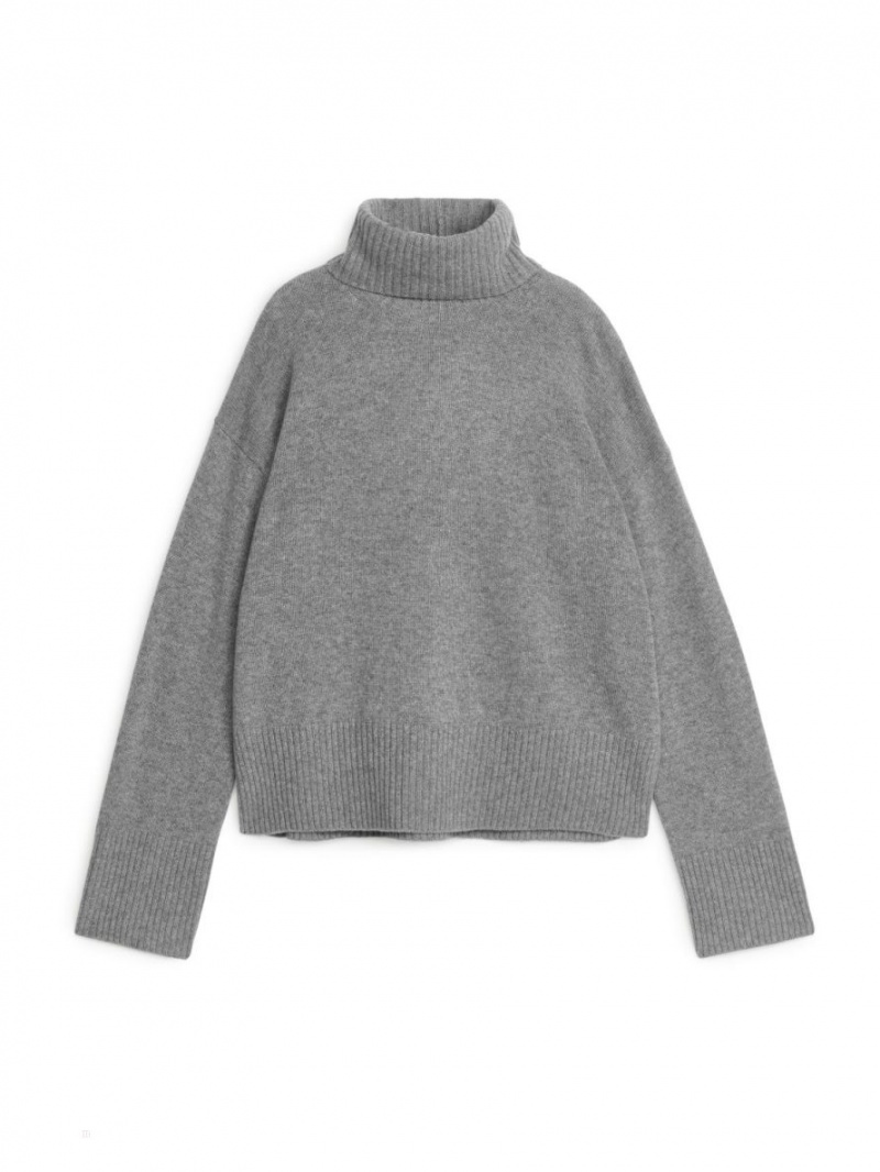 Pulover Arket Roll-Neck Cashmere Dama Gri | Romania-UWZJ38245