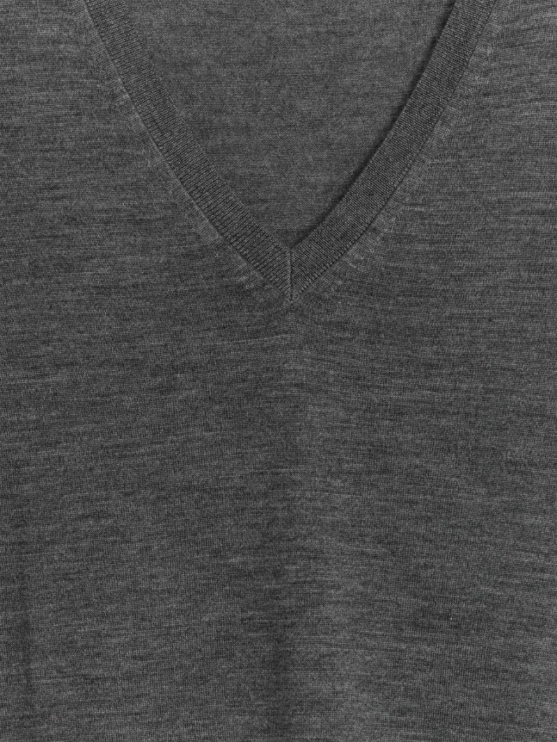 Pulover Arket V-Neck Merino Dama Gri | Romania-RGFE82069