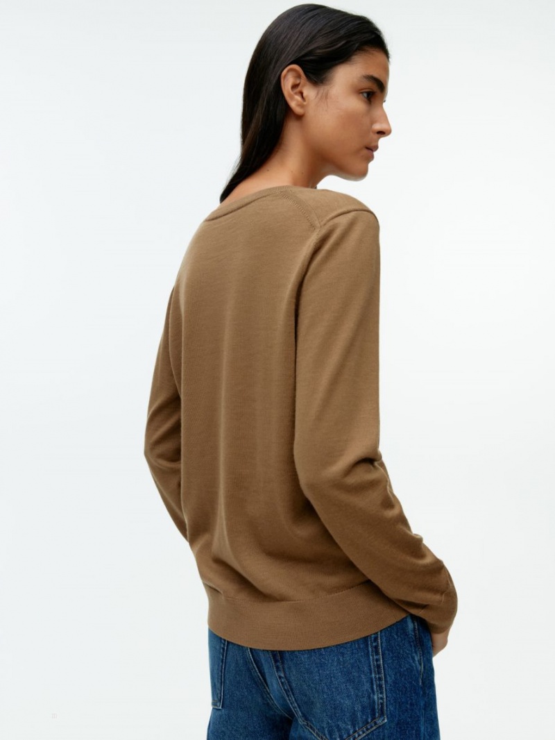 Pulover Arket V-Neck Merino Dama Maro Deschis | Romania-BEXU34517