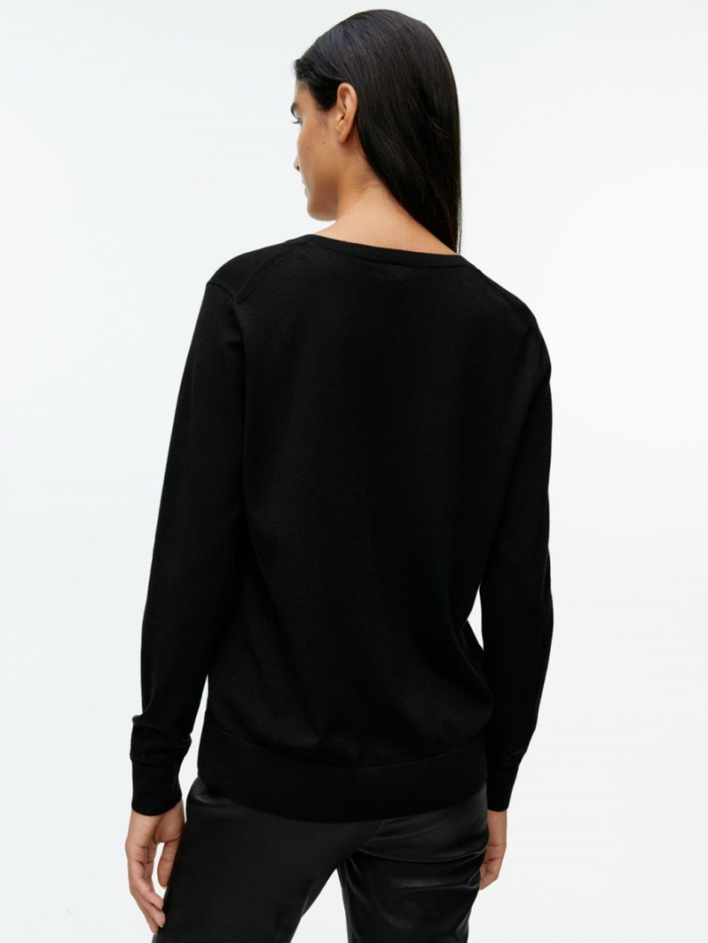 Pulover Arket V-Neck Merino Dama Negrii | Romania-TKQD90756