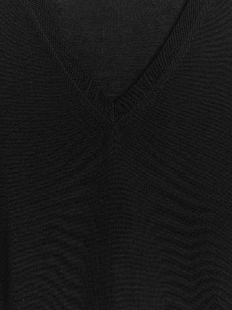 Pulover Arket V-Neck Merino Dama Negrii | Romania-TKQD90756
