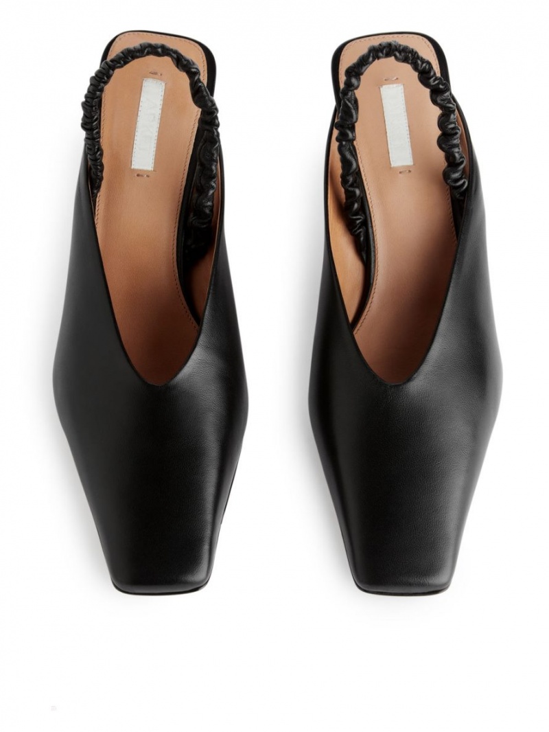 Pumps Arket Slingback Piele Dama Negrii | Romania-VNHX36987