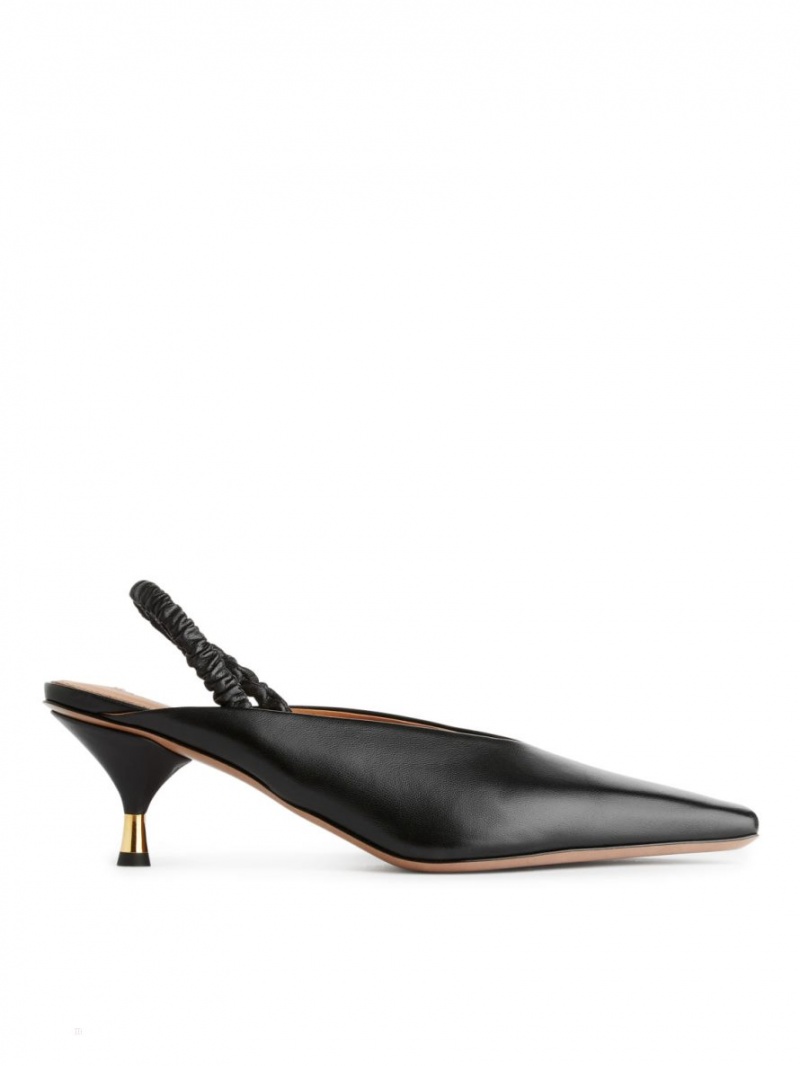 Pumps Arket Slingback Piele Dama Negrii | Romania-VNHX36987