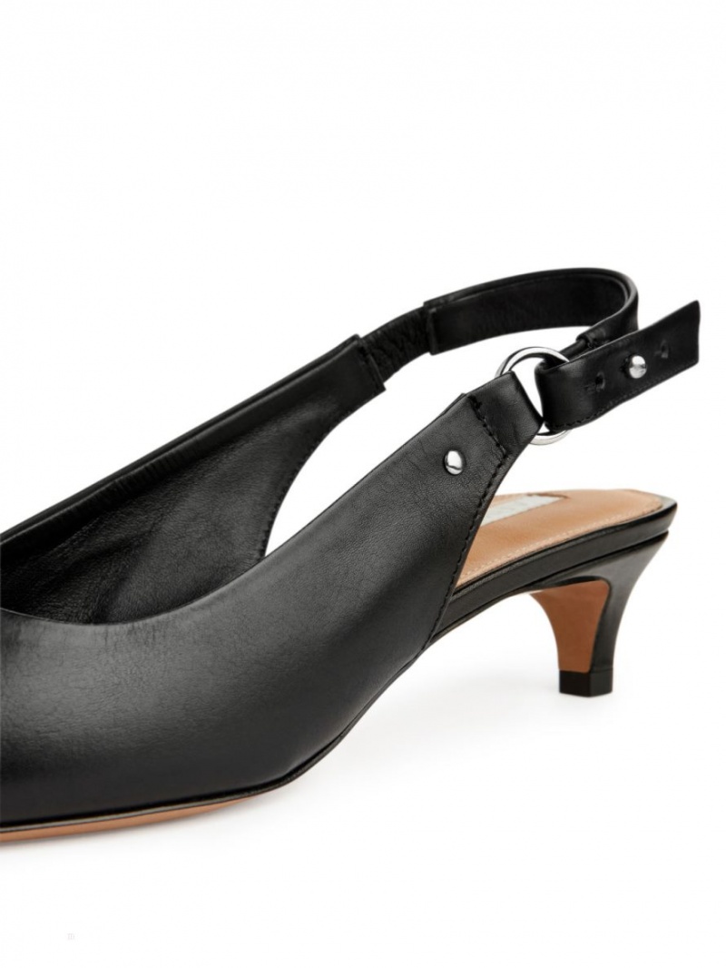 Pumps Arket Slingback Piele Dama Negrii | Romania-ILJN95184
