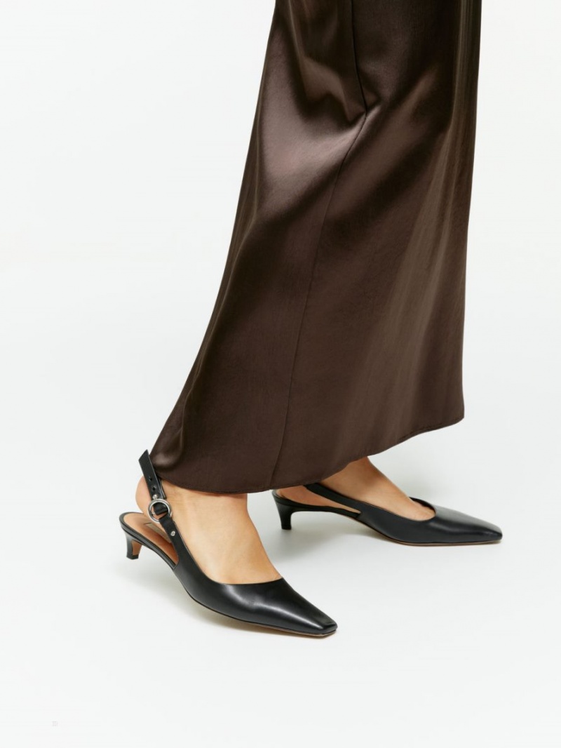 Pumps Arket Slingback Piele Dama Negrii | Romania-ILJN95184