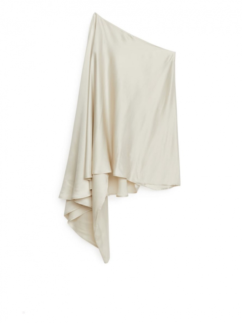 Rochie Arket Asymmetric Midi Dama Albi | Romania-TPZA47192