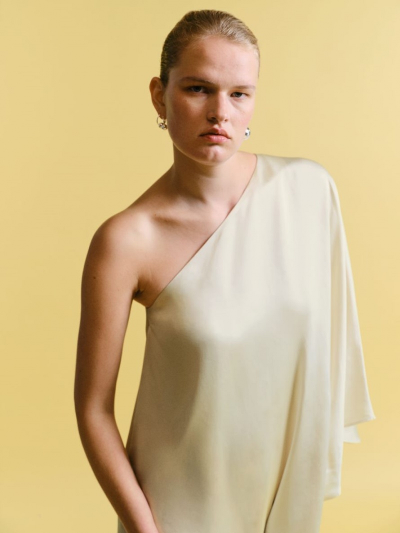 Rochie Arket Asymmetric Midi Dama Albi | Romania-TPZA47192