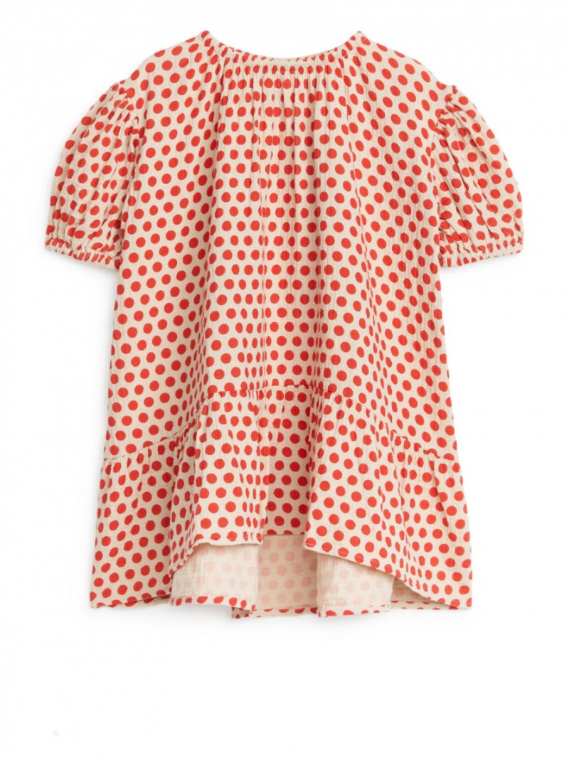 Rochie Arket Bumbac Muslin Fete Bej Rosii | Romania-NCHE70546