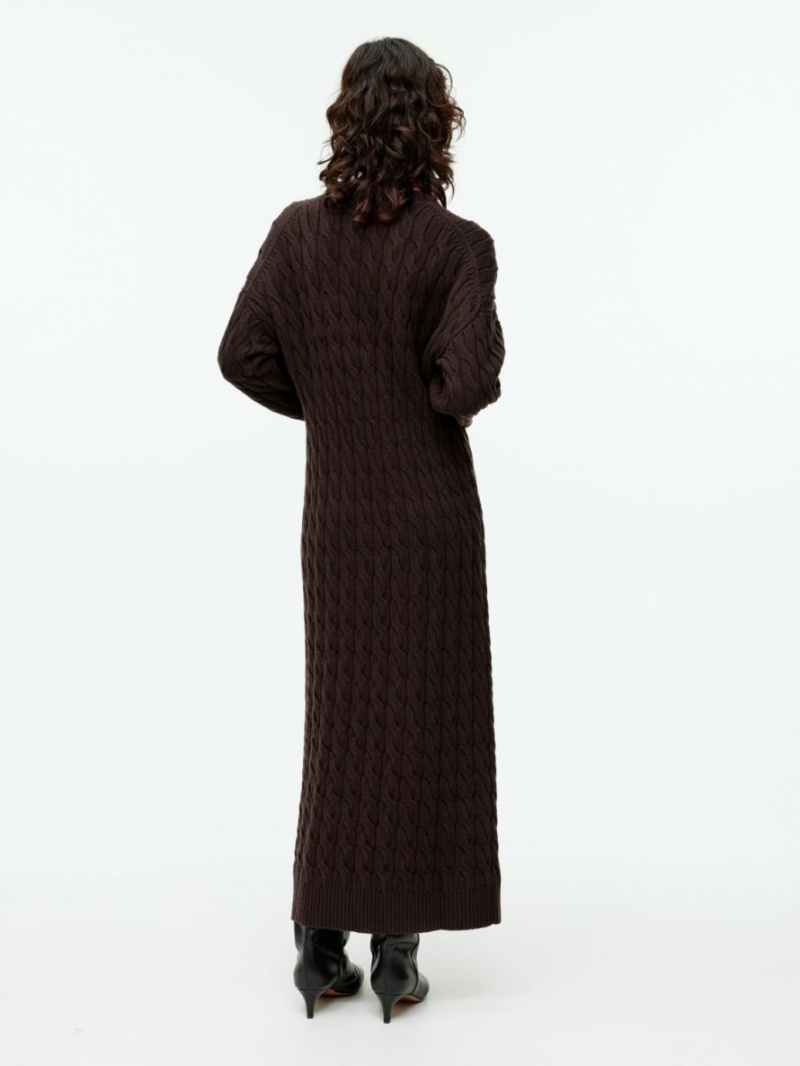 Rochie Arket Cable-Knit Lână Dama Maro Inchis | Romania-XPCL87016