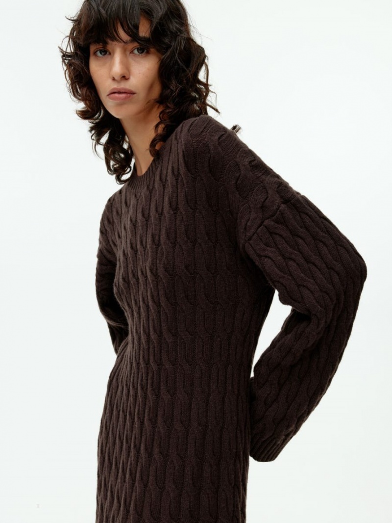 Rochie Arket Cable-Knit Lână Dama Maro Inchis | Romania-XPCL87016
