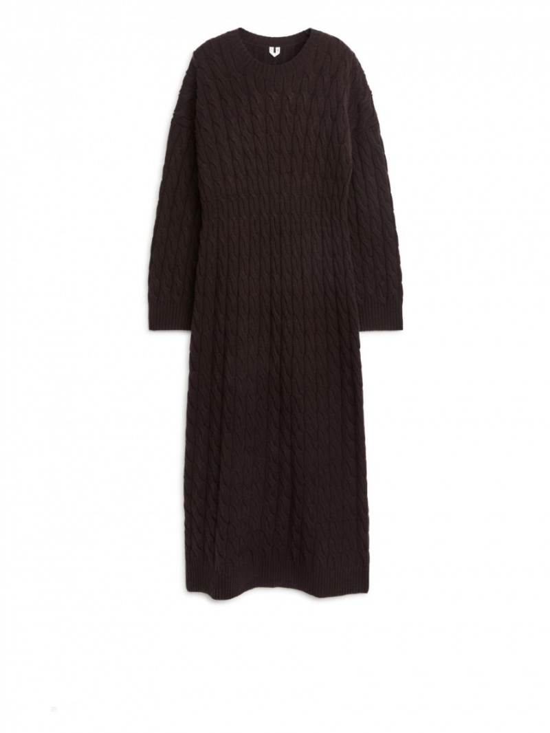 Rochie Arket Cable-Knit Lână Dama Maro Inchis | Romania-XPCL87016