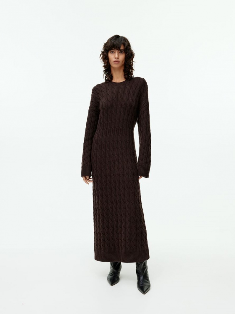 Rochie Arket Cable-Knit Lână Dama Maro Inchis | Romania-XPCL87016