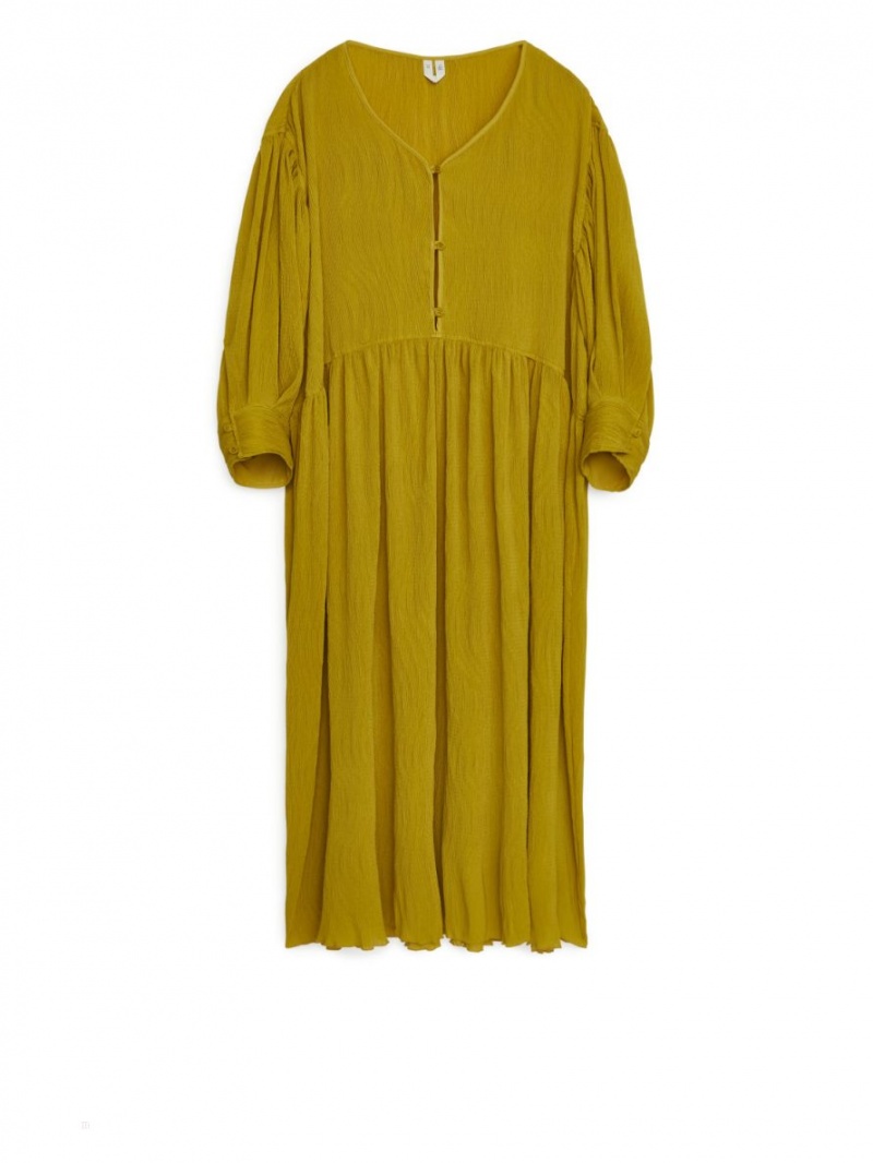 Rochie Arket Crinkle Largi-Fit Dama Galbeni | Romania-IOWY39846