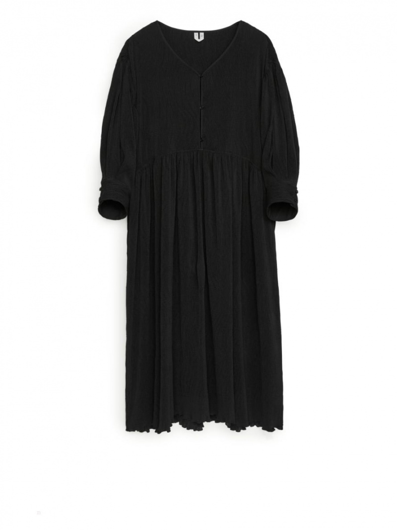 Rochie Arket Crinkle Largi-Fit Dama Negrii | Romania-KQPS50982