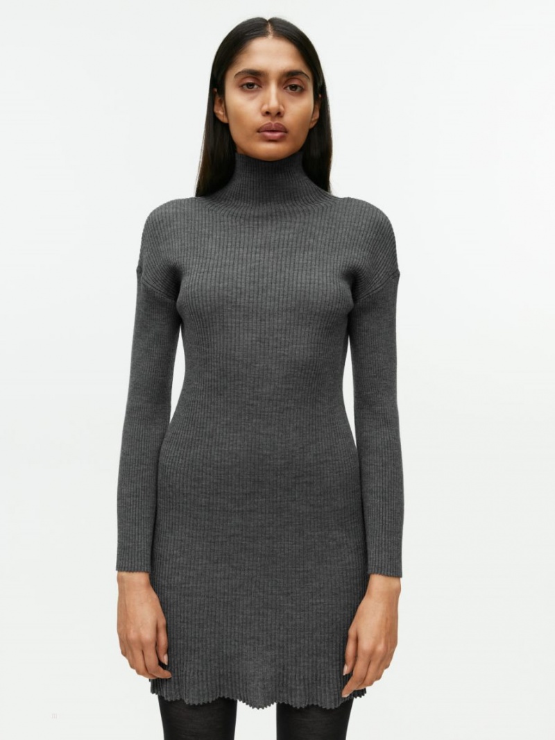 Rochie Arket Cu Nervuri Merino Dama Gri | Romania-KIVZ68754