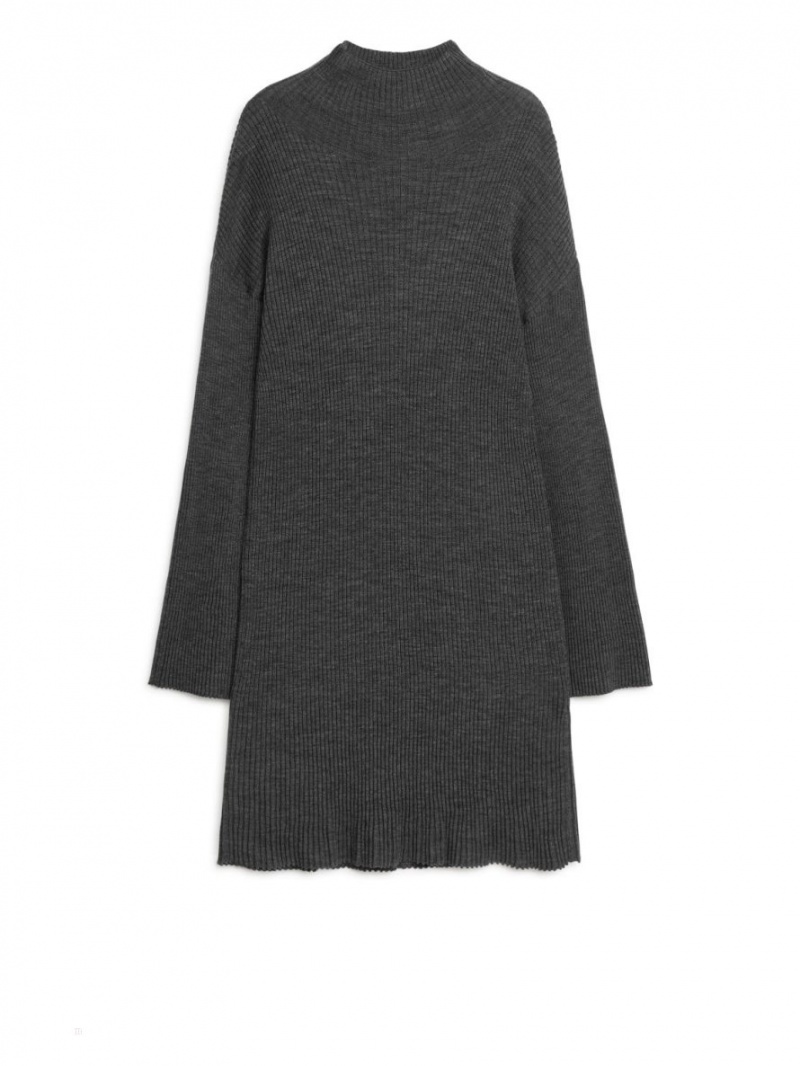 Rochie Arket Cu Nervuri Merino Dama Gri | Romania-KIVZ68754