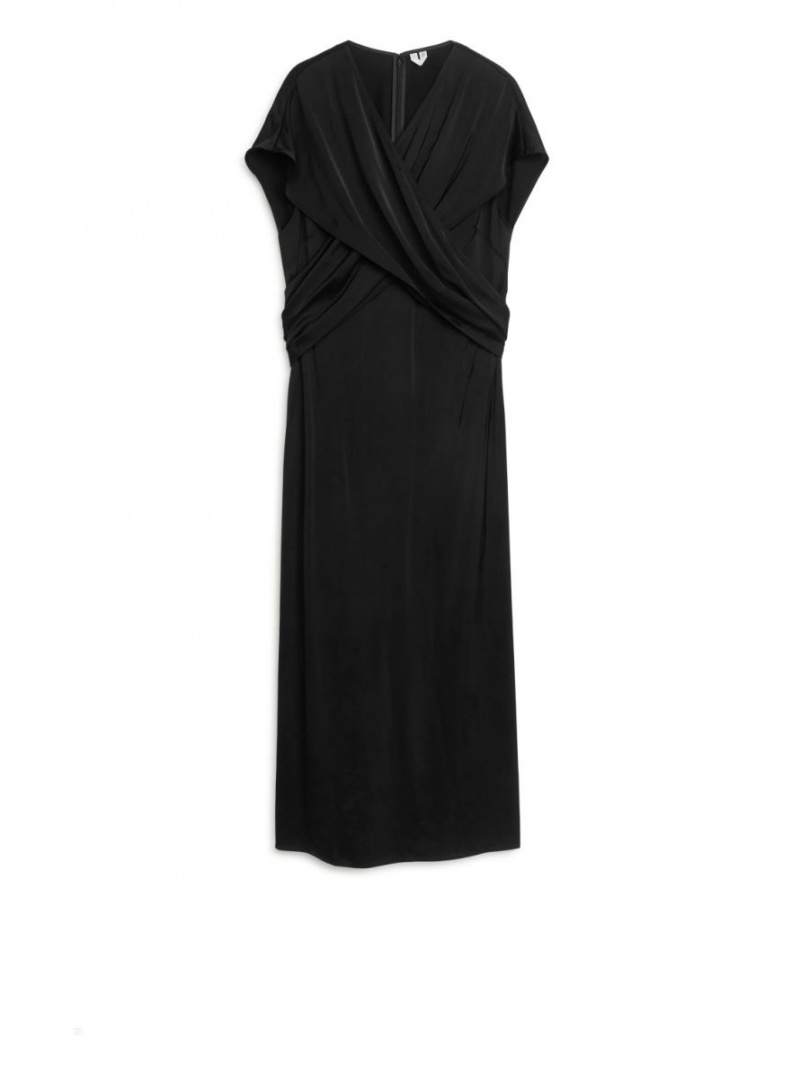Rochie Arket Drape Tie-Back Dama Negrii | Romania-WYPR24351