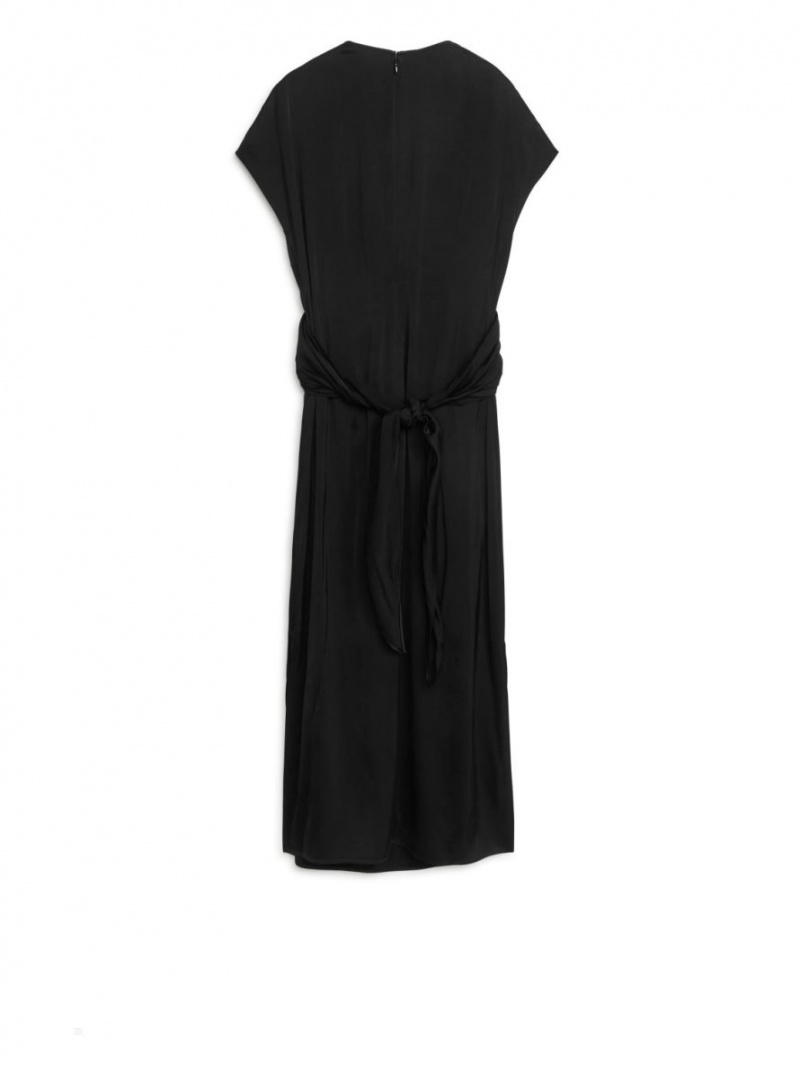 Rochie Arket Drape Tie-Back Dama Negrii | Romania-WYPR24351