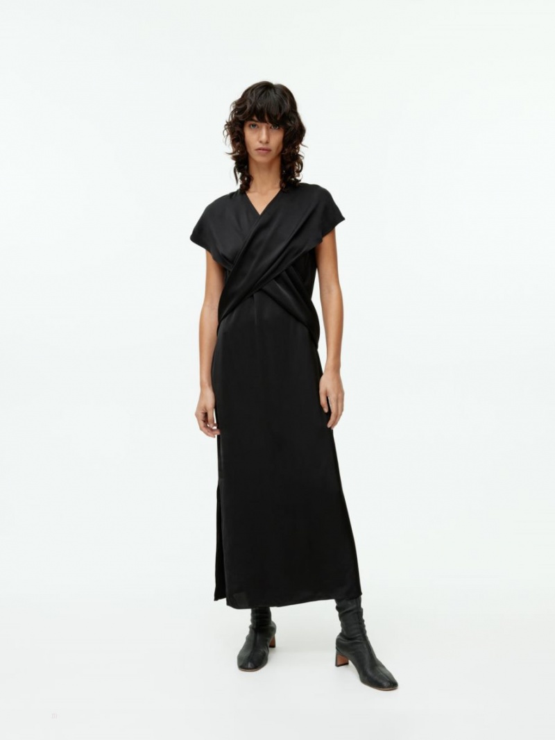 Rochie Arket Drape Tie-Back Dama Negrii | Romania-WYPR24351