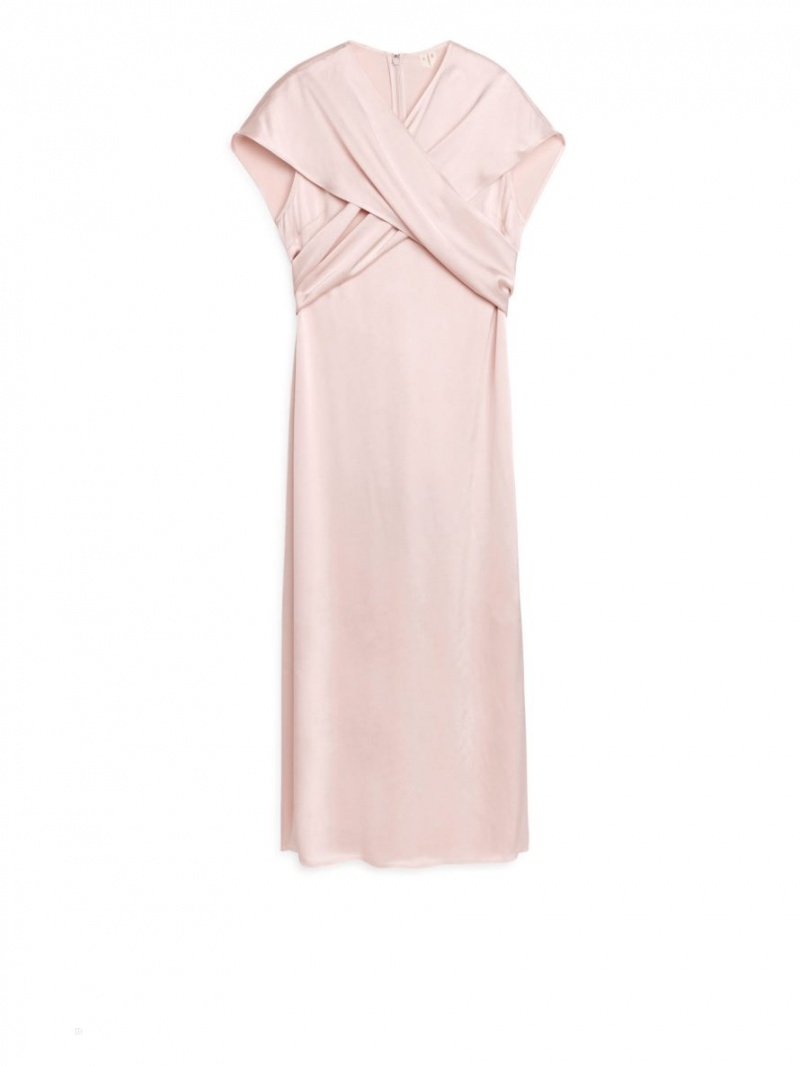 Rochie Arket Drape Tie-Back Dama Roz | Romania-CRPN30781