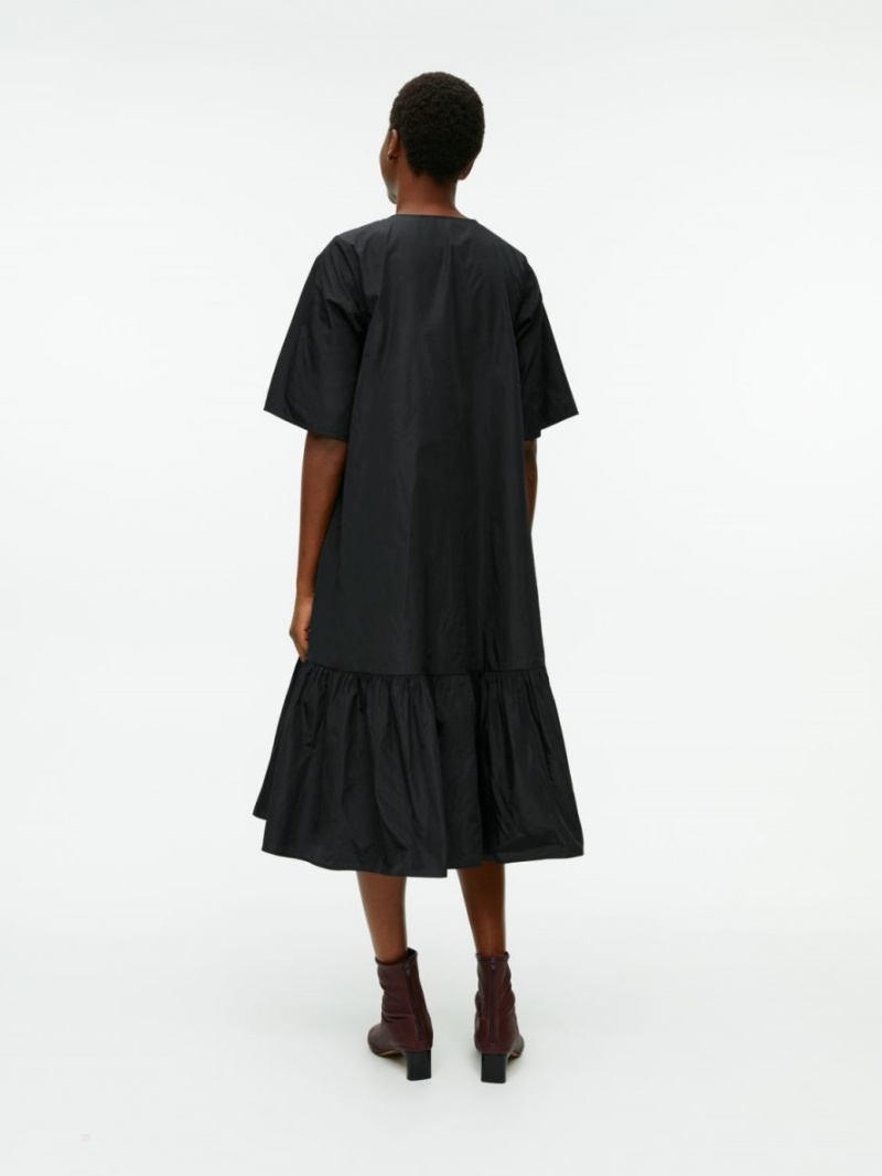 Rochie Arket Flounce-Hem Taffeta Dama Negrii | Romania-KIQF73265