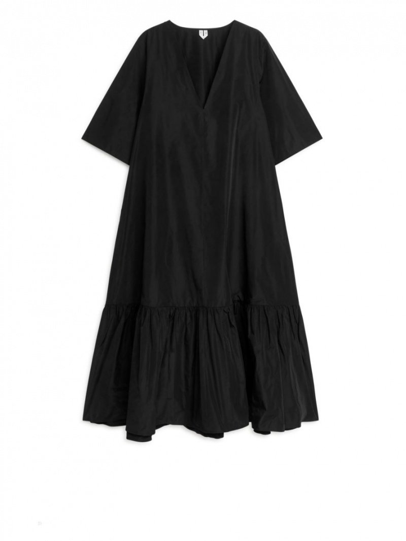 Rochie Arket Flounce-Hem Taffeta Dama Negrii | Romania-KIQF73265