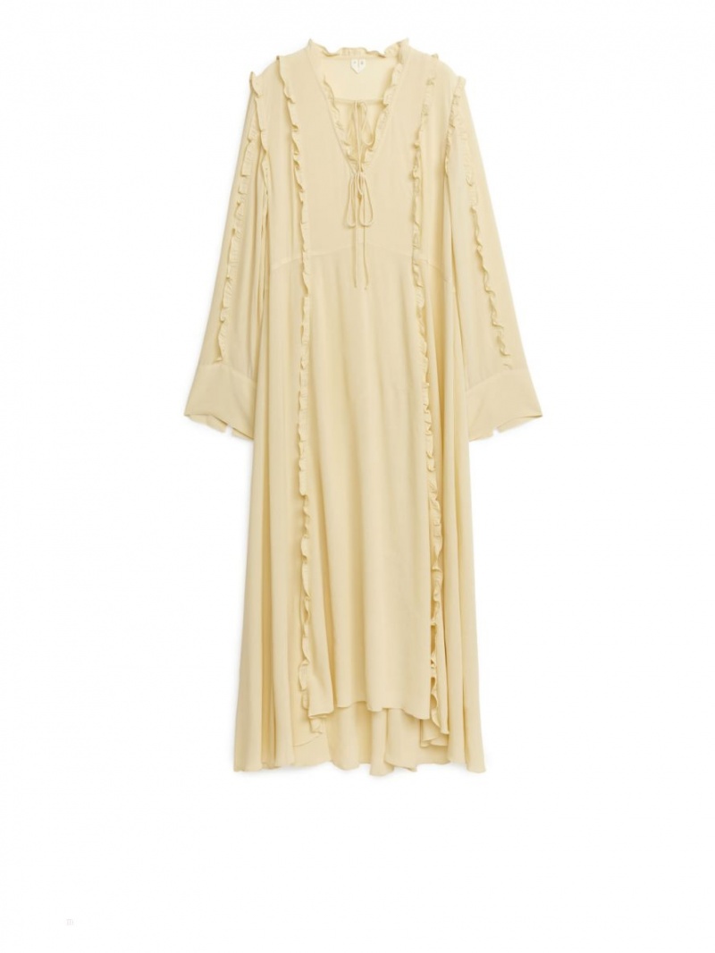 Rochie Arket Frilled Maxi Dama Galbeni Deschis | Romania-BPOR68023