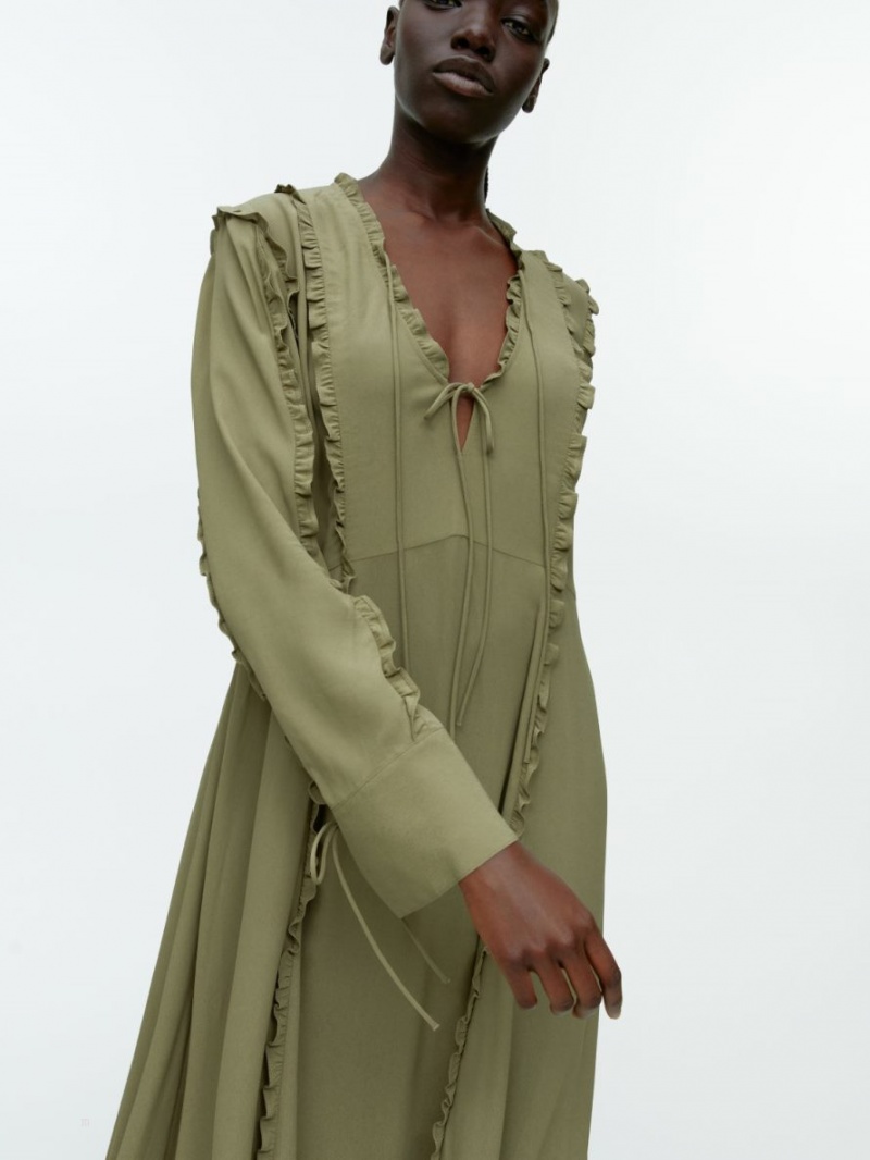 Rochie Arket Frilled Maxi Dama Kaki Verzi | Romania-WMEY75306