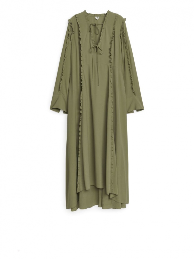 Rochie Arket Frilled Maxi Dama Kaki Verzi | Romania-WMEY75306