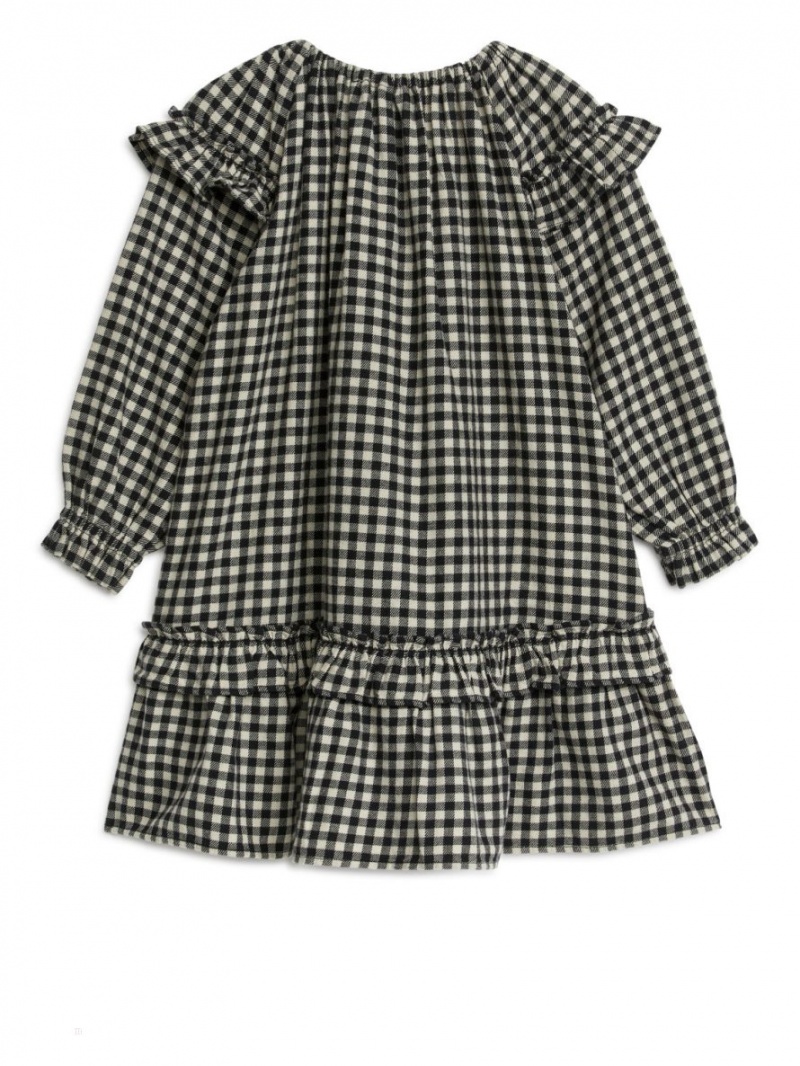 Rochie Arket Gingham Flannel Fete Albi Negrii | Romania-YMJQ56412