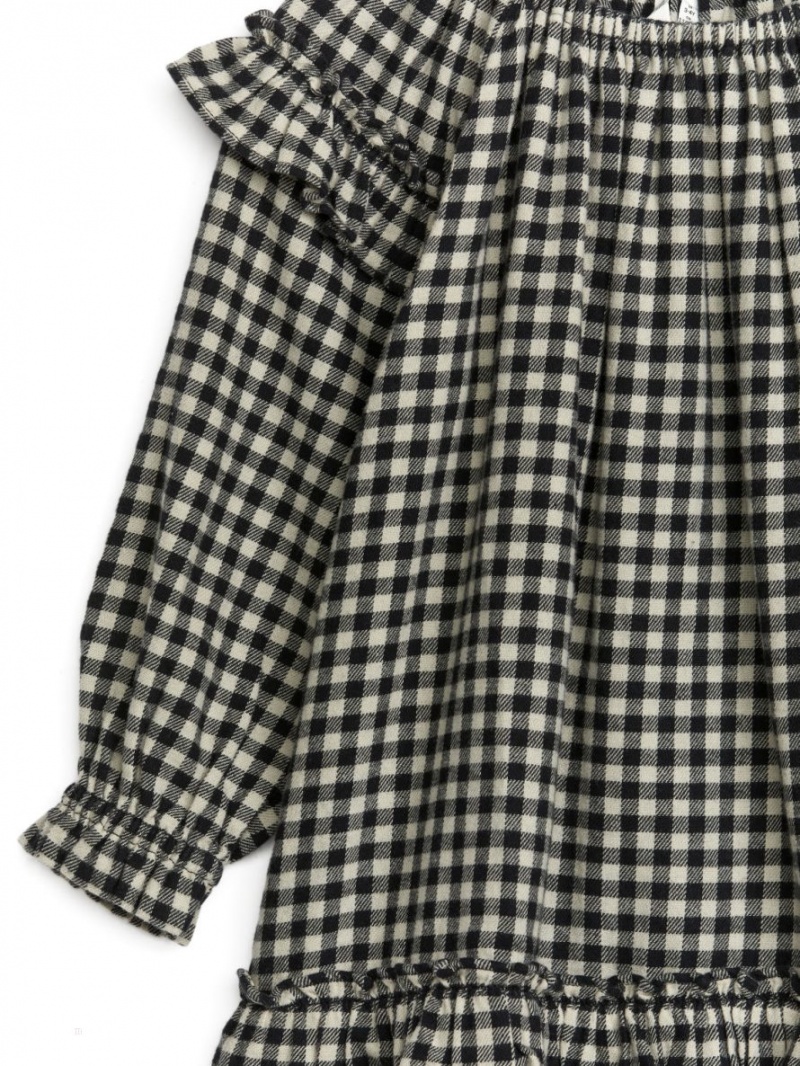 Rochie Arket Gingham Flannel Fete Albi Negrii | Romania-YMJQ56412