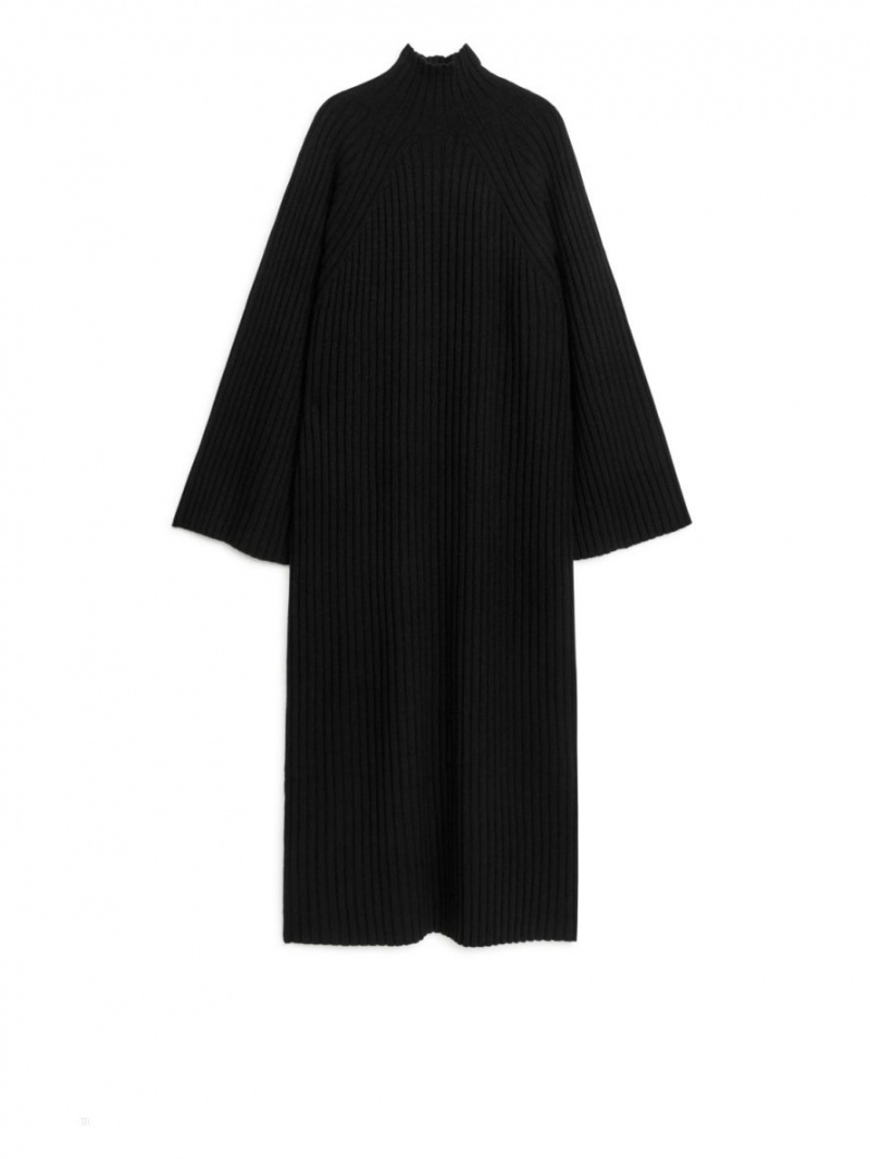Rochie Arket High-Neck Rib Dama Negrii | Romania-SHRP86240