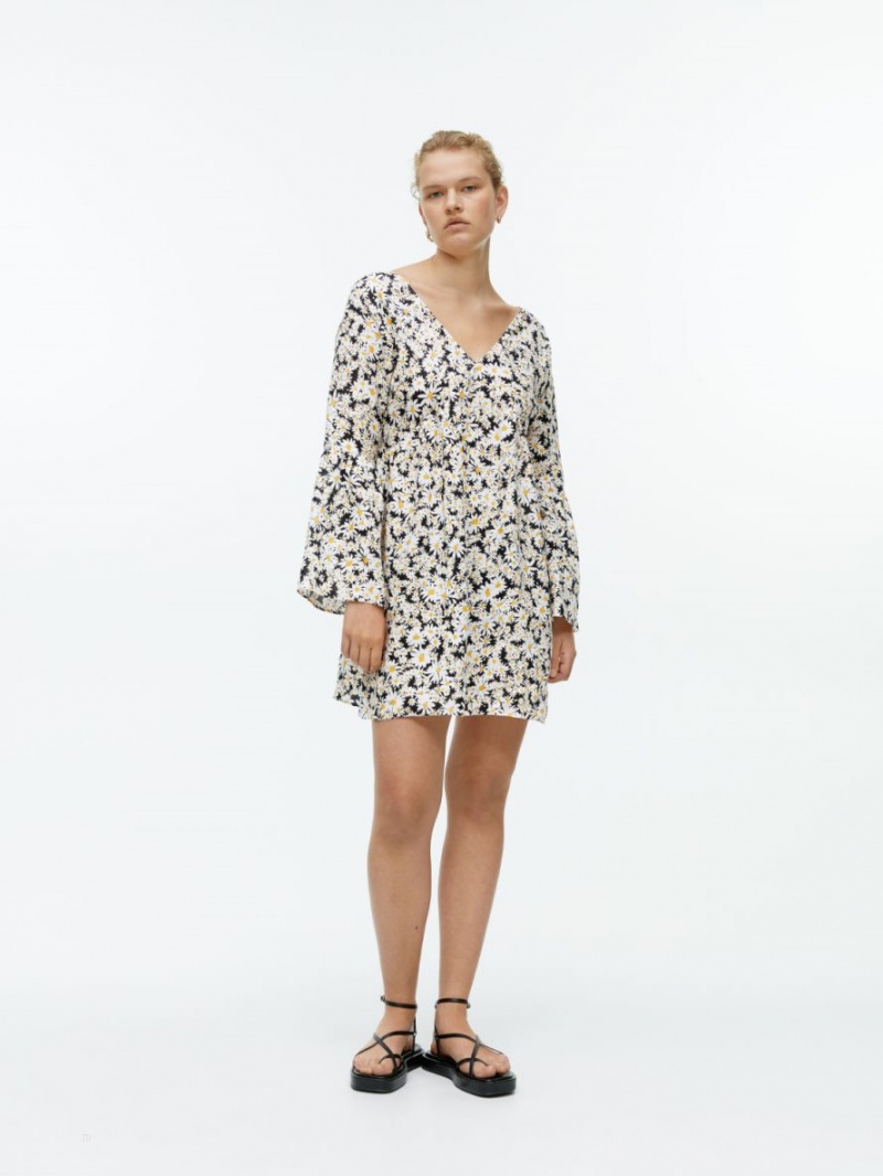 Rochie Arket Linen Dama Albi Negrii Galbeni | Romania-OCQT24865