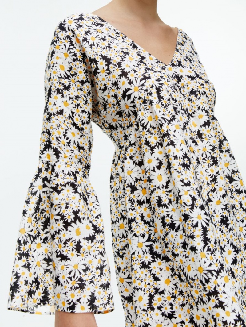 Rochie Arket Linen Dama Albi Negrii Galbeni | Romania-OCQT24865