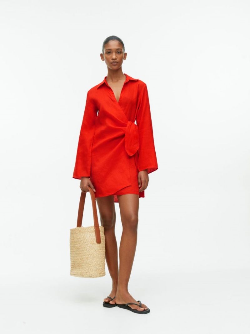 Rochie Arket Linen Wrap Dama Rosii Deschis | Romania-EBWU20519
