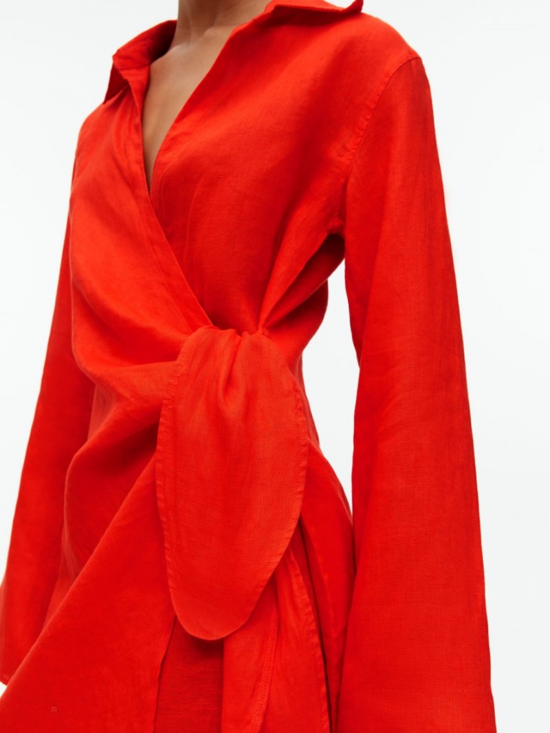 Rochie Arket Linen Wrap Dama Rosii Deschis | Romania-EBWU20519