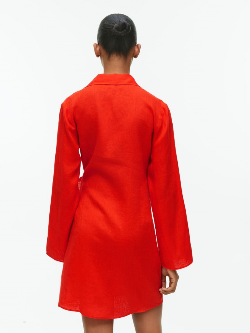 Rochie Arket Linen Wrap Dama Rosii Deschis | Romania-EBWU20519