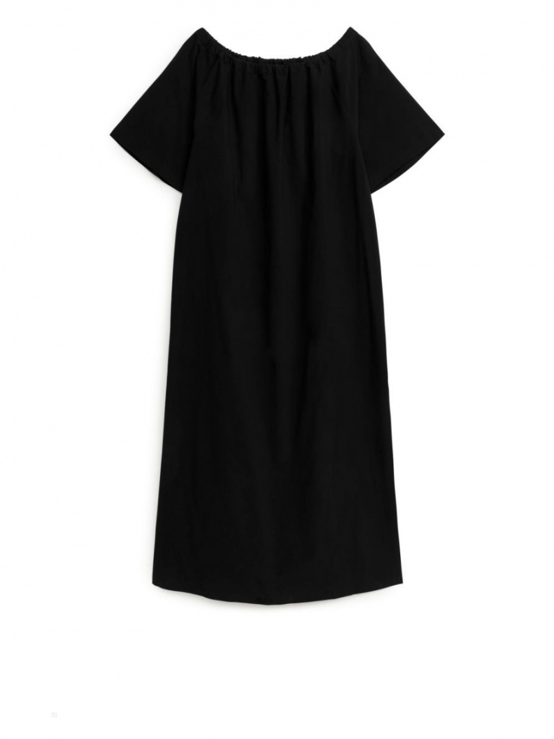 Rochie Arket Off-Shoulder Maxi Dama Negrii | Romania-ZUCL39072
