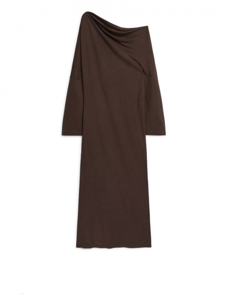 Rochie Arket Off-Shoulder Midi Dama Maro Inchis | Romania-SCHG43780