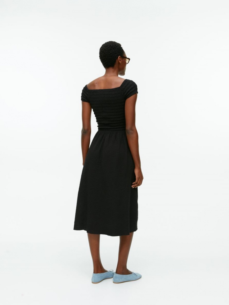 Rochie Arket Off-Shoulder Smock Dama Negrii | Romania-UWBC65280