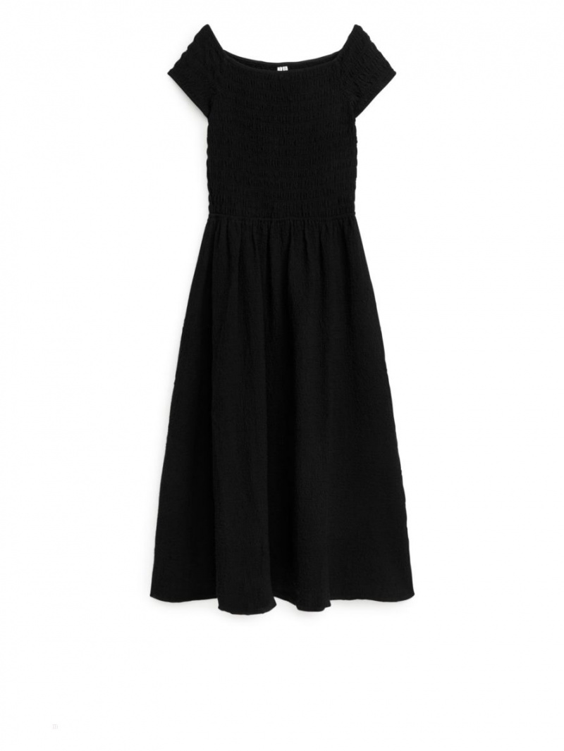 Rochie Arket Off-Shoulder Smock Dama Negrii | Romania-UWBC65280