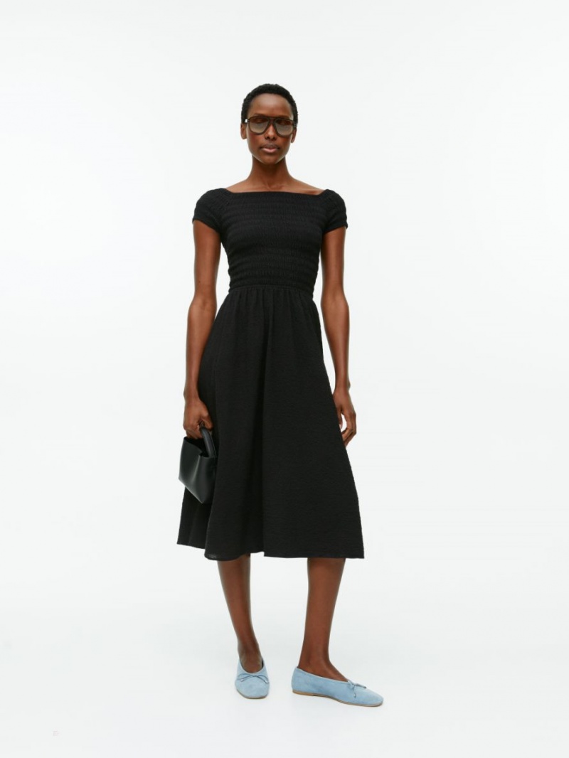 Rochie Arket Off-Shoulder Smock Dama Negrii | Romania-UWBC65280