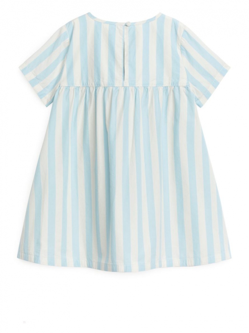 Rochie Arket Pima Bumbac Poplin Fete Albi Albastri Deschis | Romania-ORVZ38975