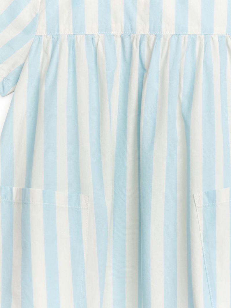 Rochie Arket Pima Bumbac Poplin Fete Albi Albastri Deschis | Romania-ORVZ38975