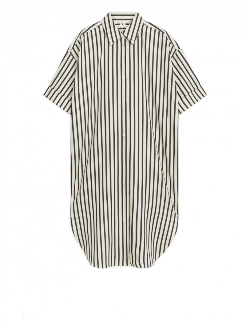 Rochie Arket Poplin Dama Albi Negrii | Romania-SBPK91732